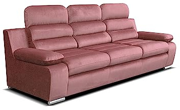 Robin Inspire Amber Schlafsofa 3-Sitzer Kronos Rosa | Schlaffunktion, Bettfunktion, Kronos-Stoff, 238x96x95 cm, Schlafcouch, Sofa fürs Wohnzimmer und Schlafzimmer