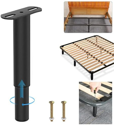 Patas para Somier Extensibles 18-30cm Patas Mueble Regulables Altura,Universal Patas para Cama Sin Taladrar,Patas Negras de Somier Atornilladas de Metal,Patas Regulables para Muebles Sofas Cama