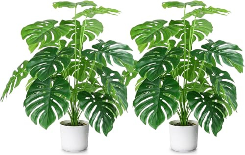 Sour Lemon 28 2 Pack Fake Plants Large Tropical Palm Tree Artificial Monstera Faux Plant Tree in Pot for Indoor Outdoor Home Office Garden Decoration