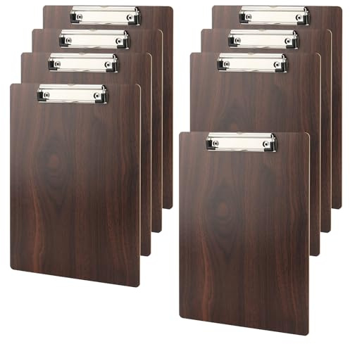 KEILEOHO Klemmbrett aus Holz, A4, Hartfaserplatte, langlebiges Klemmbrett mit Loch zum Aufhängen, Holz-Schreibtafel für Papier, Memo, Dokument, 8 Stück