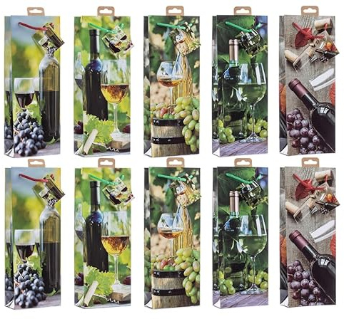 Laro Premium-line Grosse Sekt Weinflaschentüten Geschenktaschen Flaschentüten 10-100 Stk Stilvolle Verpackung für Flaschengeschenke, Anzahl:10, Muster Tüten:Outdoor