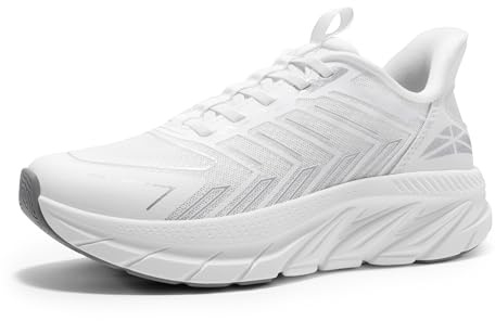 ALLSWIFIT Women's Slip On Walking Shoes Running Comfortable Tennis Breathable Non Slip Athletic Gym Workout Cross Training Fashion Sneakers,Size 6.5,White,SARR034W