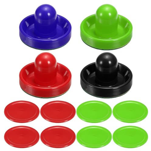 PATIKIL 96mm Empujadores y Discos de Hockey de Aire, Accesorio de Repuesto(4 Empujadores con Almohadillas, 8 Discos)