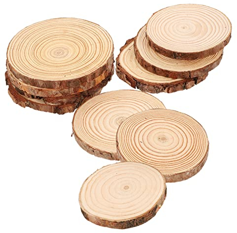 pflanzenständer20 Stück runde Holzspäne, leere Holzetiketten, Weihnachtsholz, runder Pflanzenstuhl, Ständer, Holzformen, Baumrinde, Holzscheiben, unbehandeltes Holz, runder Baumstamm, Schlüs