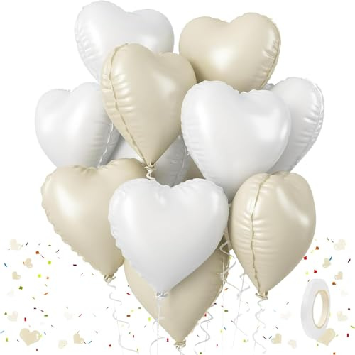 10 Stück Herzluftballons, 18 Zoll Creme, Luftballons Hochzeit, Herz Luftballon, Valentinstag Partydekoration Luftballons für Hochzeitsdeko Brautdusche Geburtstags Verlobung Party Deko