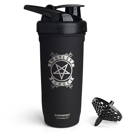 Smartshake Rockband Reforce Protein-Shaker aus Edelstahl – Nicht isolierte Sportflasche | Metall-Shaker – 900 ml | 30 oz – Auslaufsicherer Schraubverschluss – BPA-frei | Mötley Crüe Logo