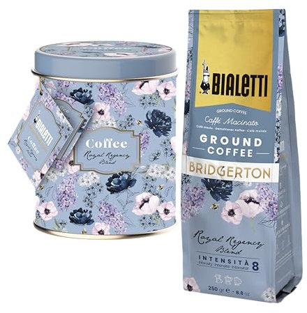 Bialetti Caffè Macinato Bridgerton, Latta + Sacchetto 250g, Gusto Royal Regency