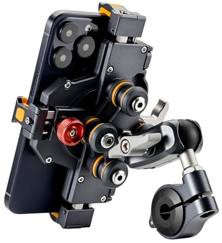 Kongeeker Aluminum Motorcycle Cell Phone Mount with Vibration Dampener, M1 Anti-Theft MTB Phone Mount for Motorcycle ATV Bike UTV Scooter, ATV Phone Holder Fit 6.1-7.2 Phone, High-Speed Secure Lock