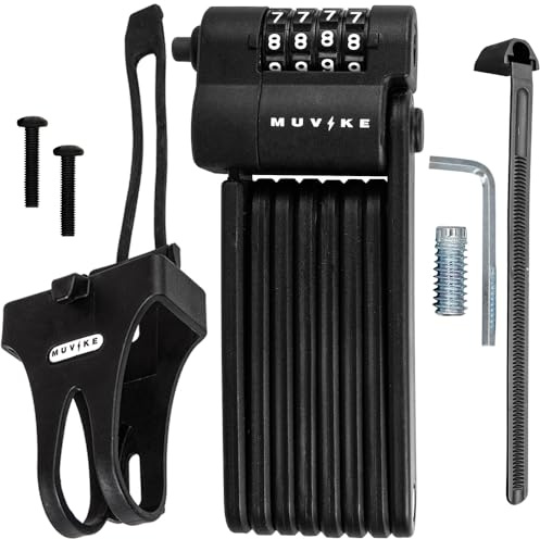MUVIKE FOLD 850/7C Faltschloss mit Zahlencode – 85 cm faltbares Fahrradschloss – 7 mm gehärteter Stahl – Sicherheitsstufe 8 – für Fahrrad, E‑Bike, Roller – wetterfest & kompakt - inkl. Halterung