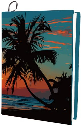 craspire Dehnbarer Buchumschlag Mit Motiv „Summer Beach Sonnenuntergang Kokosnussbaum Waschbar Wiederverwendbar Elastischer Schutz Aus Nylongewebe 9.4x15.7 Zoll Geeignet Für Gebundene Taschenbücher