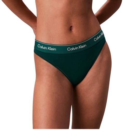Calvin Klein kvinnors höga ben trosor med logotyp midjeband, Grön (Torv), S