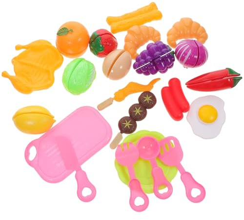 ibasenice Jouets Cognitifs pour Enfants 23 De Aliments À Découper Ensemble De Cuisine pour Enfants avec Fruits Et Légumes