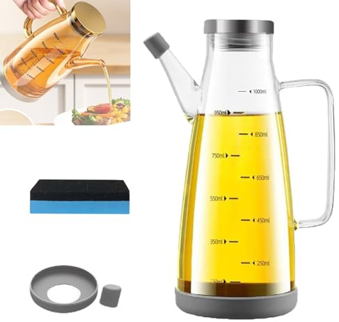 Générique Oil Dispenser Bottle with Drip Free Spout, 2025 Upgrade Glass Olive Oil Dispenser Bottle for Kitchen, Oil and Vinegar Dispenser Set, for Cooking Kitchen Gadgets (550ML)