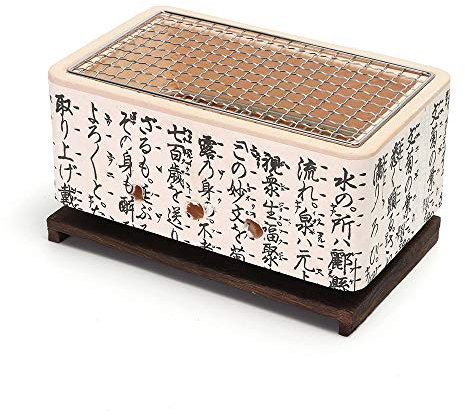 Hibachi - Barbecue da tavolo in ceramica giapponese, 4 in 1, barbecue Yakitori a carbone, mini grill con fornello da cucina Bergmeal Figuline