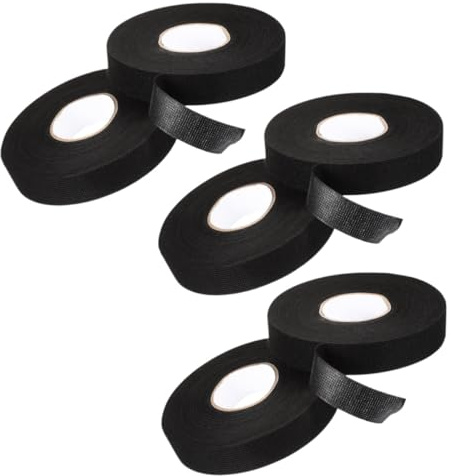 LIFKOME Cinta para Arnés de Cableado Resistente al Calor, Tela de Poliéster Negra, Adhesiva y Flexible, 6 Rollos para Motor y Protección Eléctrica