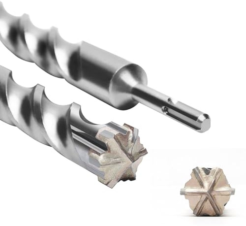 SDS Plus Bohrer 30mm x 210mm mit 6-Hartmetall Schneiden, Betonbohrer Ideal zum Bohren in Stein,Naturstein,Beton,Ziegelmauerbetonbohrer