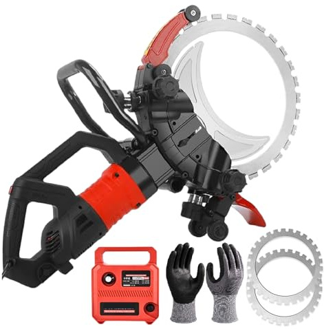 pedenencelia Scie Circulaire À Béton 16 Po,Moteur en Cuivre Pur De 8 980 W Et 3 000 TR/Min|Profondeur Coupe 11,4 Po,Scie Circulaire Électrique avec 2 Lames Et Moufle