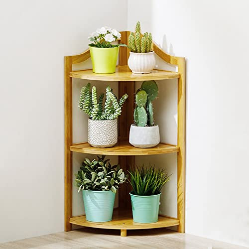 Corner Shelf 3/4/5 Tier Plant Stand, Bamboo Multipurpose Shelving Unit Small Industrial Corner Display Rac For Plants, Living Room,Home,Office And itchen