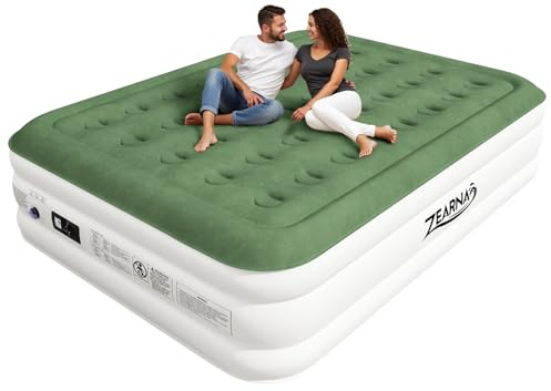 Zearna 203x152x40cm King/Double Inflatable Air Mattress, Air Bed with Built-in Electric Pump, Double Blow Up Mattress in 3 Mins Self-Inflation/Deflation, Guest Airbed for Home Portable Guest Bed