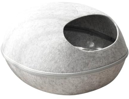 Fenteer Maison pour Maison de pour s D'Intérieur Lit Grotte Forme Oeuf Détachable Respirante Protection Meuble Anti Griffe Convient pour s D, Gris Clair