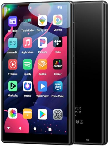 Fanvace 5 Inch 96GB MP3 Player with Bluetooth WiFi, Android 13 MP3 & MP4 Players with Speaker, 4GB RAM & 32GB ROM, Spotify Music Player with Audible, FM Radio, Amazon Music, Play Store