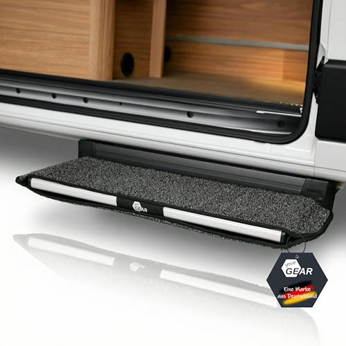 your GEAR Mantua Trittstufenmatte für Wohnmobil & Wohnwagen – Fußmatte für elektrische Stufe 52,5x20 cm – Schutzmatte Caravan Stufen-Teppich – rutschfest & Waschbar – Ohne Bohren