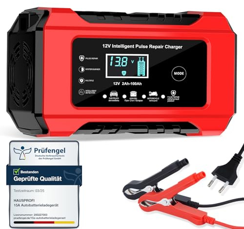 Car Battery Charger 12 V 6 A, HAUSPROFI Car Battery Charger with Repair Function & Winter Mode, Trickle Charger for Car, Motorcycle, AGM, Gel Battery