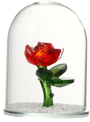 Garneck Rose Éternelle Cristal sous Cloche Verre Rouge Décoration Mariage Saint-Valentin Cadeau Fête des Mères Fleur Préservée et Symbole Éternel