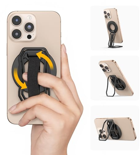 4-in-1 Magnetic Phone Grip Mount Stand & Magnet Fidget Combo with Finger Loop, Phone Ring Holder, Strap, Kickstand for MagSafe - Compatible with iPhone 17 16 15 14 13 12, Stress Relief Accessory
