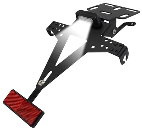 Kennzeichenhalter Motorrad, Metall Motorrad Kennzeichenhalter, Universal Motorrad Kennzeichenhalter mit LED-Licht, Einstellbarer Winkel Kennzeichenhalter Motorrad mit Kennzeichenbeleuchtung für Meiste