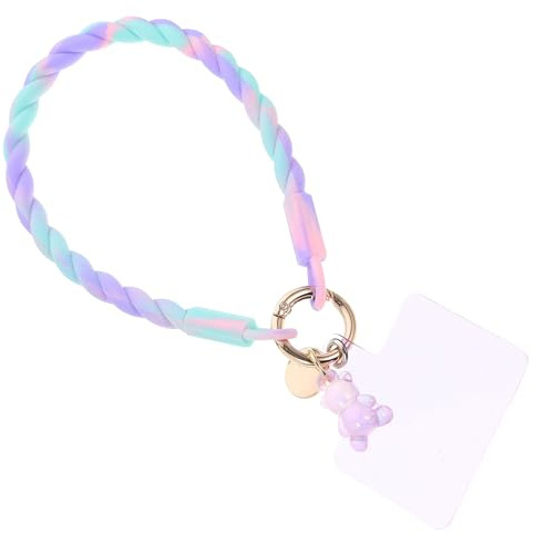 ABOOFAN Correa de Silicona para Teléfono Antideslizante con Diseño de Oso Luminoso Pulsera para Colgar Smartphone Accesorio Decorativo para Mujer y Niña Azul y Púrpura Degradado