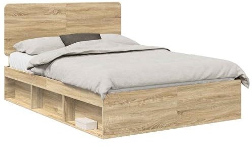vidaXL Cadre de lit Sonoma 160 x 200 cm Bois de pin Massif, Cadre de lit stylé, Moderne, en Bois, rectangulaire, Essentiel pour la Chambre, Meubles d'intérieur