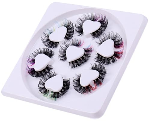 Alipis 7 Paia di Ciglia Finte Colorate Arricciate per Cosplay Extension Ciglia Morbide e Leggere per Trucco da Palcoscenico e Occasioni Speciali