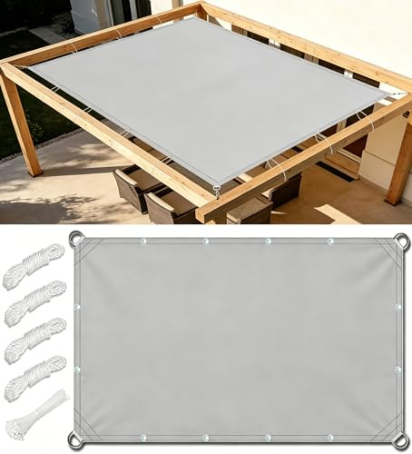Sonnensegel Rechteckig Wasserdicht 2x3m Schattensegel Segeltuch Balkon Sonnenschutz Gerade Kante mit Spannseilen für Garten Terrasse Camping UV-Schutz Wetterfest Polyester Hellgrau