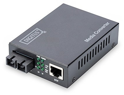 DIGITUS Professional Convertisseur de supports DN-82121-1, Mono-mode, Gigabit Ethernet, Prise SC, Longueur d'onde 1310 nm, Jusqu'à 10 km, Noir