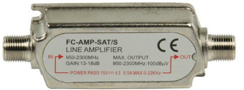 Eurosell Amplificatore satellitare professionale Inline a banda larga 13/18 dB Inline amplificatore TV SAT KOAX KOAXIAL con decespugliatore DVBS DVB-S DVBS2 DVB-S2