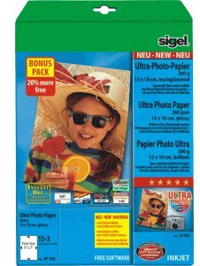 Sigel Fotopapier Everyday Plus 13x18cm 260g/qm Glossy VE=18 Blatt