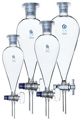 Embudo separador de cristal en forma de pera para laboratorio de borosilicato, embudo separador de cristal para química y ciencia, equipo de laboratorio, vidrio de borosilicato, 250ml, 19joint