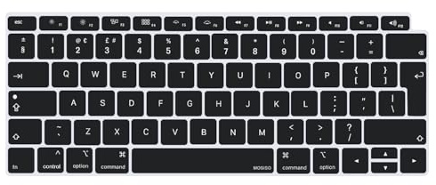MOSISO Keyboard Cover Compatible with MacBook Air 13 inch A1932, Black | Compatible with MacBook Air 13 inch 2019 2018 with Touch ID, Waterproof Dust-Proof Protective Silicone Skin, (Europe Layout)