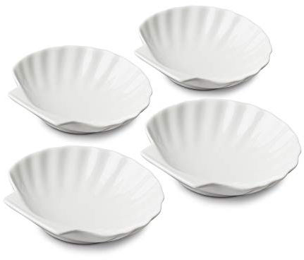 WM Bartleet & Sons 1750 TSET111 Traditional Porcelain Set of 4 Shell Design Serving Dishes 12cm – White