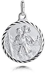 Amberta Pendentif avec Saint Christophe en Argent Sterling 925 - Médaillon Protecteur pour Homme et Femme - Médaille pour les Voyageurs