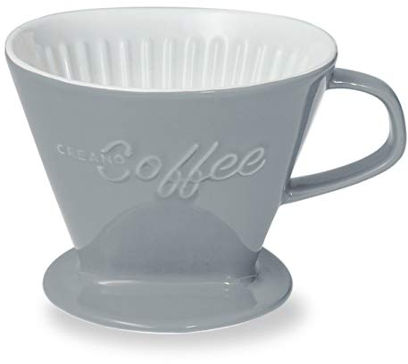 Creano Porzellan Kaffeefilter XXL (Steingrau) für Filtertüten Gr. 4 und 6, ca. 800gr Gewicht für extrem sicheren Stand, Achtung schwer, in 6 Farben erhältlich
