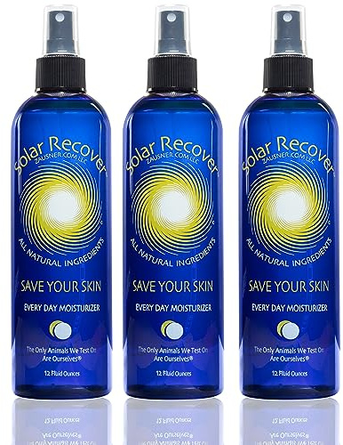 Solar Recover After Sun Moisturizing Spray 3 Pack (12 Ounce Each) - Hydrating Facial & Body Mist - 2460 Sprays of Sunburn Relief With Vitamin E & Calendula - Lotion Delivered in Water For Healthy Skin