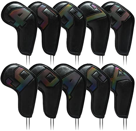 Housses de Club de Fer de Golf, Housse de Fer de Golf en Cuir PU imperméable, Housse de Club de Fer de Golf numéro, Housses de tête de Club pour Housses de Club de Fer Accessoires de Golf - 10PCS