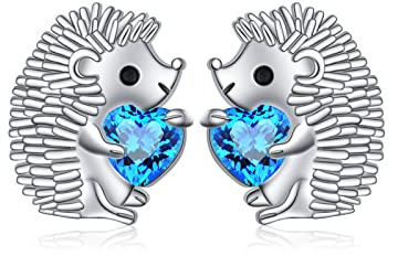 Flyow Igel Schmuck Set 925 Sterling Silber Igel Halskette und Ohrstecker für Damen Mädchen Niedliche Tiergeschenke