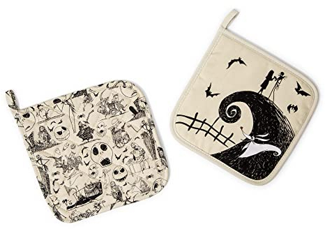 Lot de 2 maniques de cuisine The Nightmare Before Christmas de Disney, gants résistants à la chaleur, coussinets chauds pour la cuisine et la pâtisserie