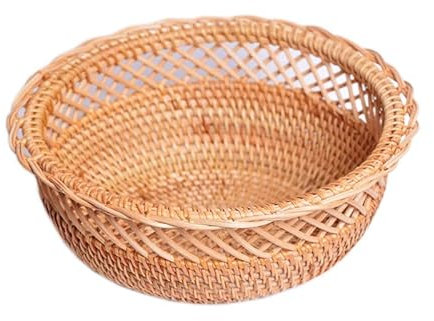 HHF Körbe Behälter Handgefertigte Rattankörbe for die Aufbewahrung von Lebensmitteln, Obst, Rattan, gewebter Korb, hohle Lacy-Brotkörbe, handgewebte Aufbewahrungskörbe Kleidung Lagerung ( Größe : S 26