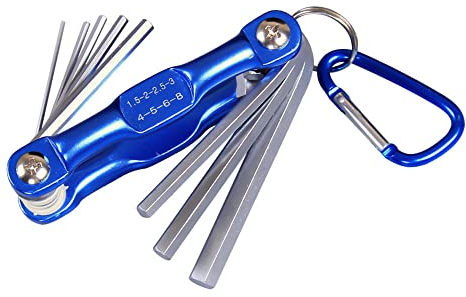 LEZED Innensechskantschlüssel Satz 8tlg,Faltbares Innensechskant,Tragbarer Inbusschlüssel set, Inbusschlüssel mit Schlüsselring,Profi Innensechskantschlüssel Set für Fahrräder Motorräder Reparatur