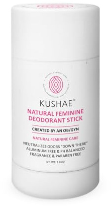 Kushae Natural Feminine Deodorant Stick for Women, Aluminum Free, All Natural Unscented and Fragrance Free Solid Deodorant Stick, 2 oz