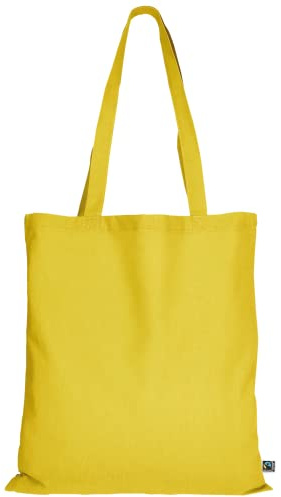 TEXXILLA 10er | 100er | 250er Pack Fairtrade Baumwolltasche - 14 Farben | mit Zwei Langen Henkeln | 38x42cm | Jutebeutel | Einkaufstasche | unbedruckt, Farbe:gelb, Menge:10